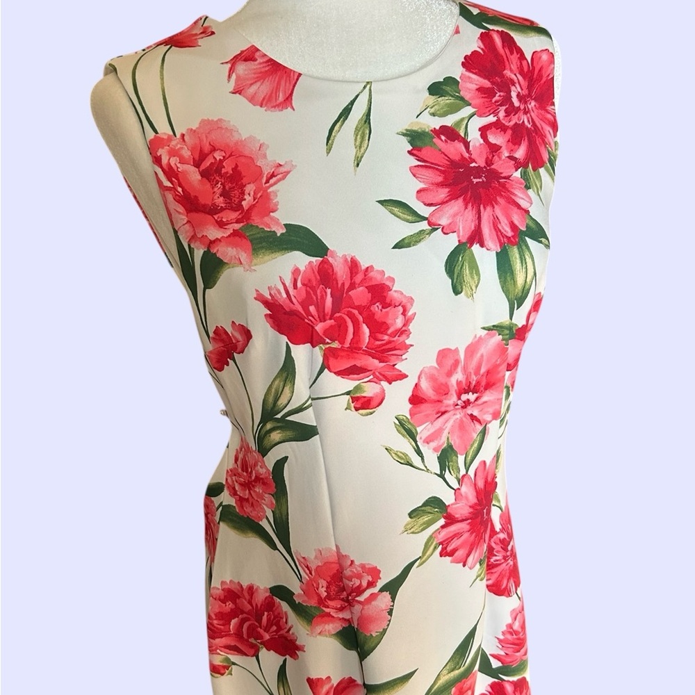 DONNA RICCO Figure Flattering Floral Sheath  w/Flounce Hem. Size: 12. NWT. $40.